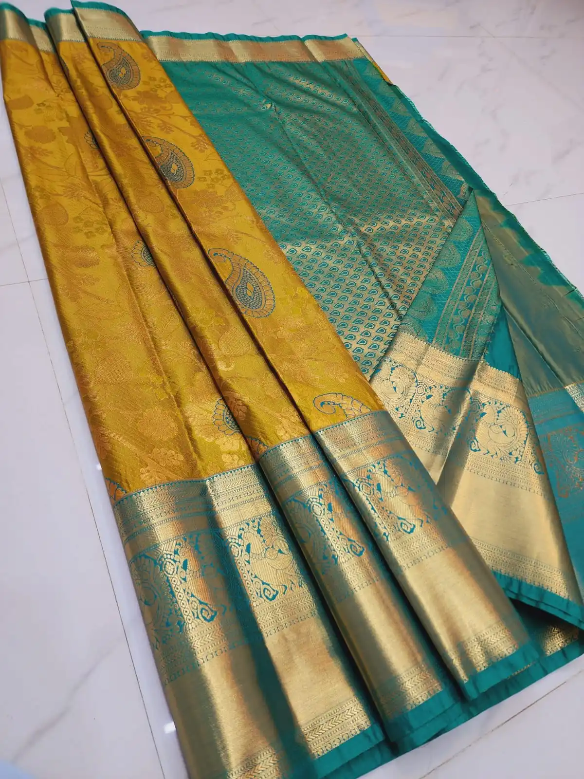 100% kanchipuram semi pure pattu tissue type Silk Saree Copper Gold Thread Weaving Party Wear Traditional Saree