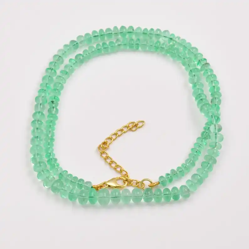 Natural Russian Emerald Smooth Rondelle Gemstone Beads Necklace 4.5-5mm Emerald Beaded Choker Handmade Minimalist Necklace Bulk