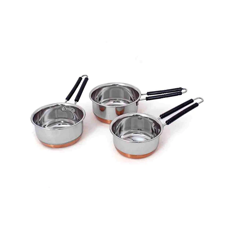 Direct Manufacturer Sauce Pan With Lid Elegant Design Flat Base Stainless Steel Copper Bottom Sauce Pan With Lid Cookware
