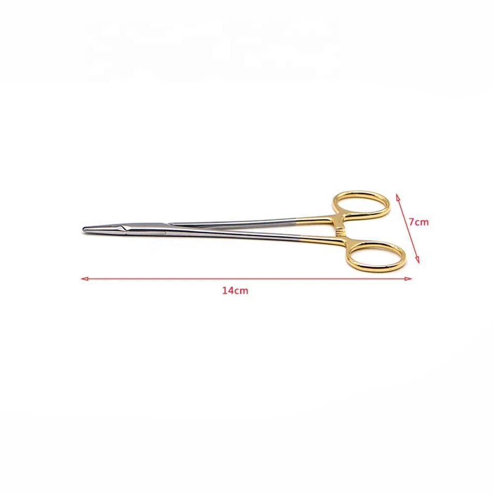 14cm Dental Orthodontic Needle Holder forcep with Gold handle scissors surgical operating instrument Oral Care Tool