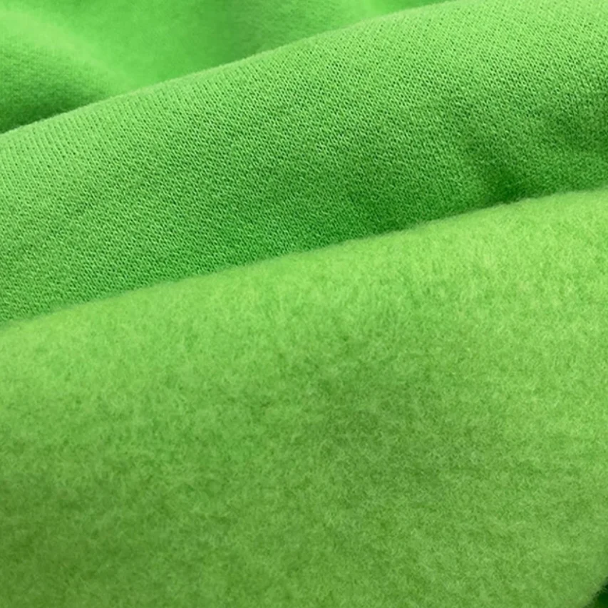 Egg Shell Color French Terry Cotton Fabric 65% Cotton 35% Polyester Blend Fabric Winter Clothing Brushed 3 Fleece Knitted Terry