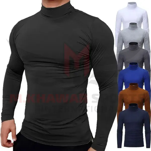 New Men Shirt Spandex Fabric High Neck Long Sleeves t shirt for men 2024 OEM Gym Workout Training Designed T-shirt Quick Dry
