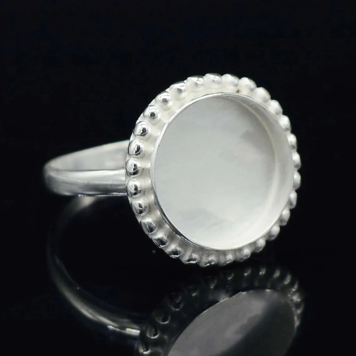 Pure 925 Sterling Silver Designer Round 7-30MM Collet Cup Blank Setting DIY Cup Plain Without Gemstone Finding Jewelry