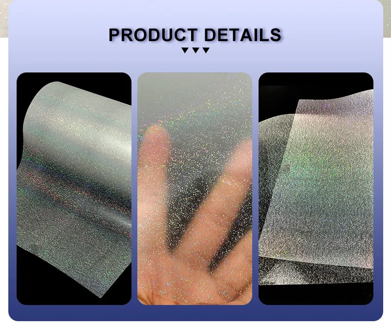 New arrival flash glitter digital inkjet printing 60CM 30CM*100M roll glitter DTF film pet film for dtf printing vinyl film