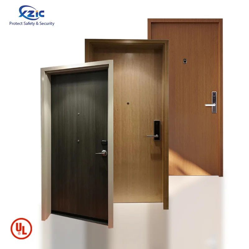UL 20/45/90 Minutes Fire Rated Sloid Wood Door Soundproof/Fireproof Doors for Hotel Projects