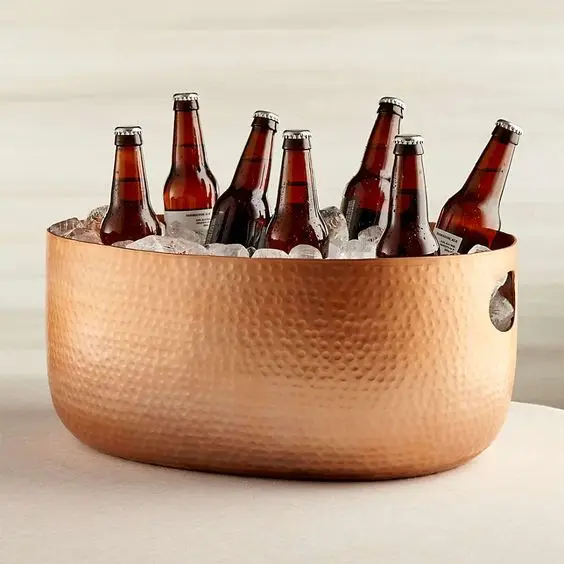 Aluminium Decorative Metal Tabletop Gold Color Stylish Hammered Design Wine Bucket Cooler with Customization Available