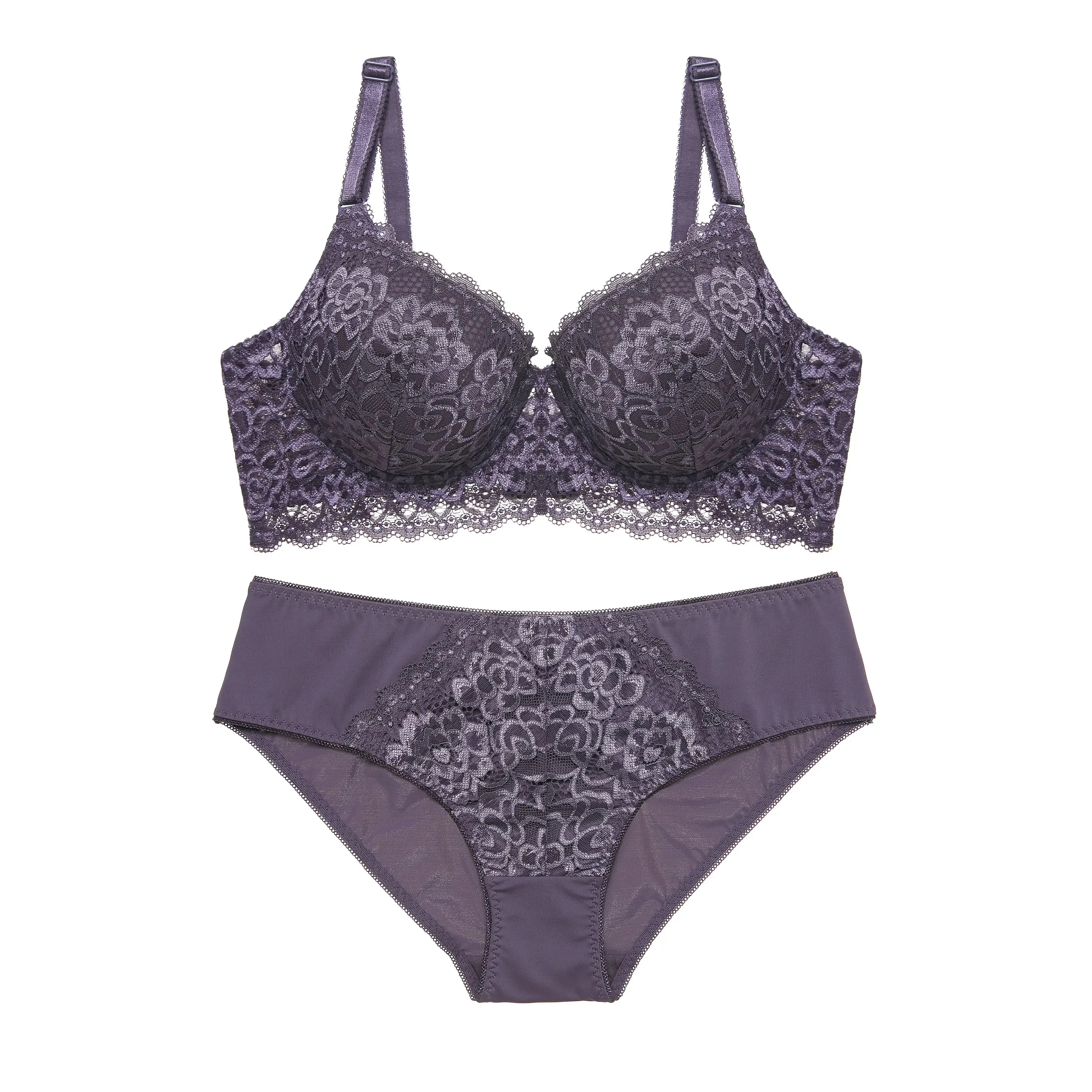 Best product 2023 Wholesale Transparent Solid Lace bra+ Plus Size Sexy bra underwear sets For Women made in pakistan