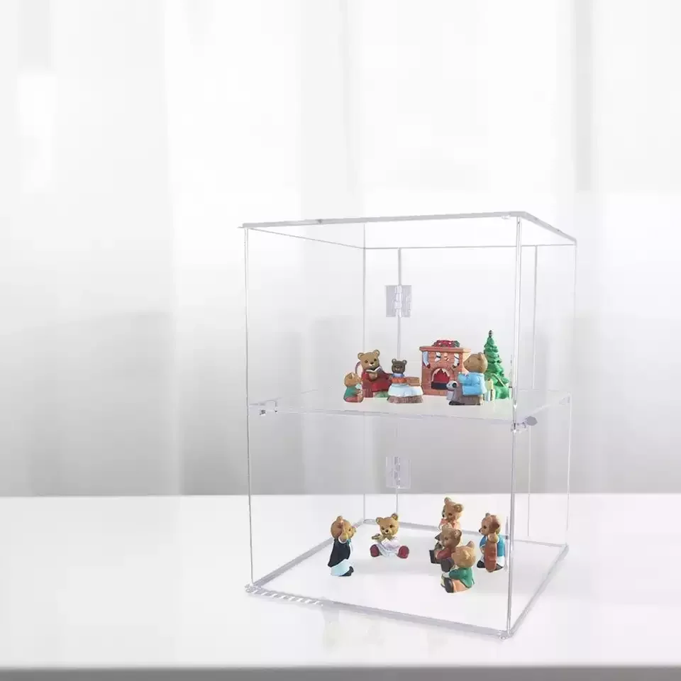 2 Tier Clear Acrylic Lockable Display Case
