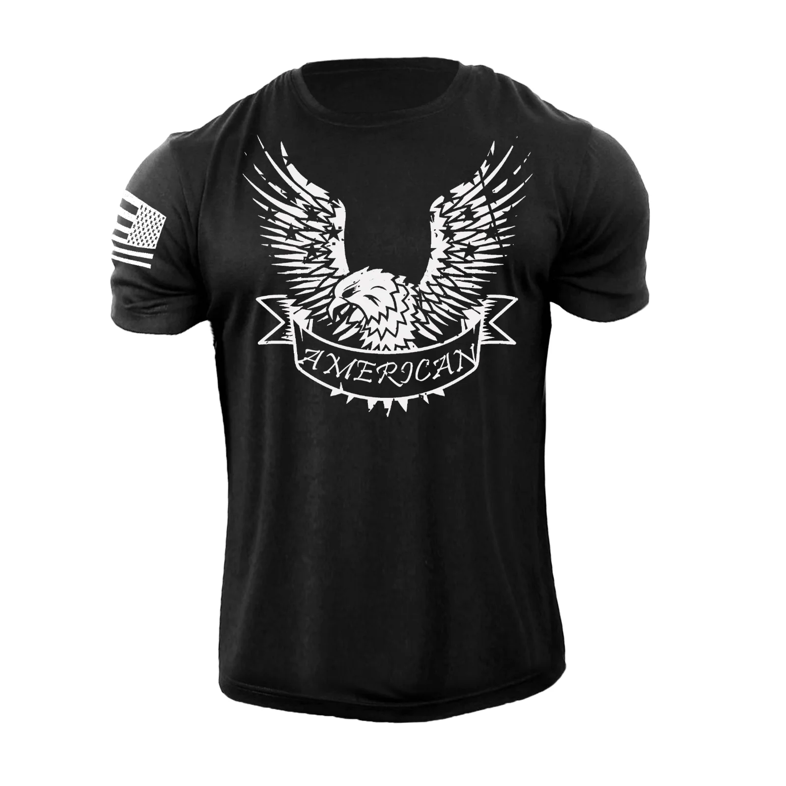 Mens American Eagle Flag T Shirt USA Stars Patriotic 100% Cotton