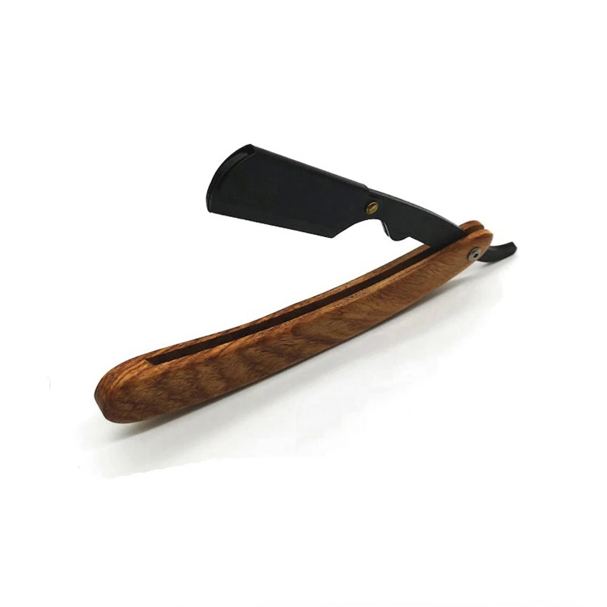 OEM Logo Wooden Handle Barber Beard Shaving Straight Razor Custom Wholesale Low Price
