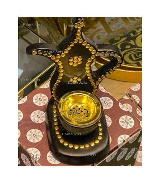 Advantageous Design Acrylic and Metal Bakhoor Burner With Islamic Work in Golden Color Oil Burner at Low Price