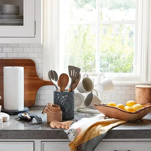 Wood Measuring Cups and Spoons Set of 8, Handcrafted with Polish Natural Wooden for Dry Ingredients Baking Cooking