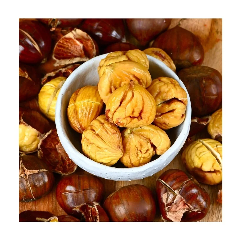 Sweet peeled and roasted chestnuts instant Opening chestnut