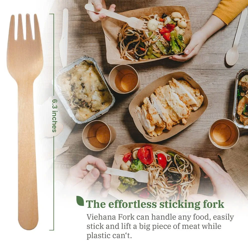 Promotion eco-friendly wooden forks Disposable Cutlery Customized Wooden Forks