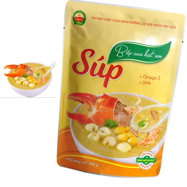 No preservatives packing in bag Cereal for baby Corn with crab and lotus seed soup fresh ingredients low price Ready to eat