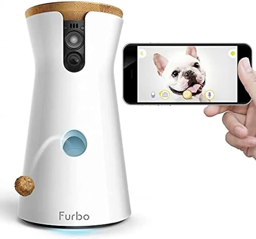 Доставка на порог для камеры собак Furbo: Подбрасывание лакомства Wi-Fi камера Full HD домашних животных и двусторонняя аудиосистема совместимая с собаками
