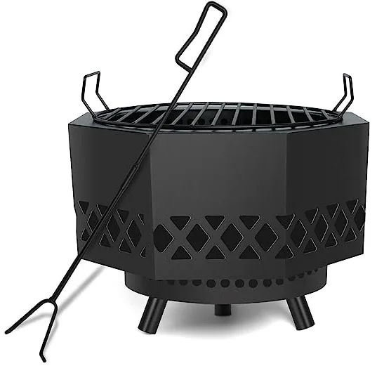 Outdoor Fire Pit Large Bonfire Wood Burning Patio & Backyard Firepit for Outside Black for Fire Pit and Fireplace