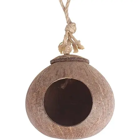 Eco Friendly Natural Coconut Shell Bird House Coconut Shell Bird Nest With Ladder  Made in Vietnam