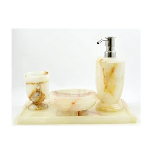 Decorative And Attractive White Marble Soap Dispenser and Lotion Dispenser bottle villa model room bathroom accessories