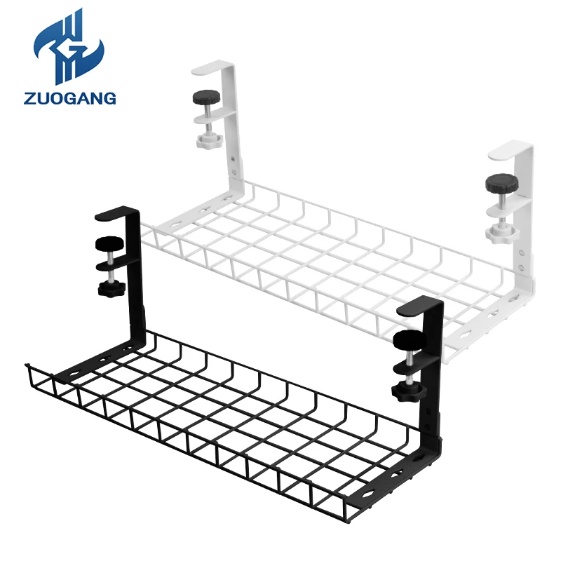 Accept customization No Drill Wire Mesh Trays Under Desk Cable Management Tray Storage Rack