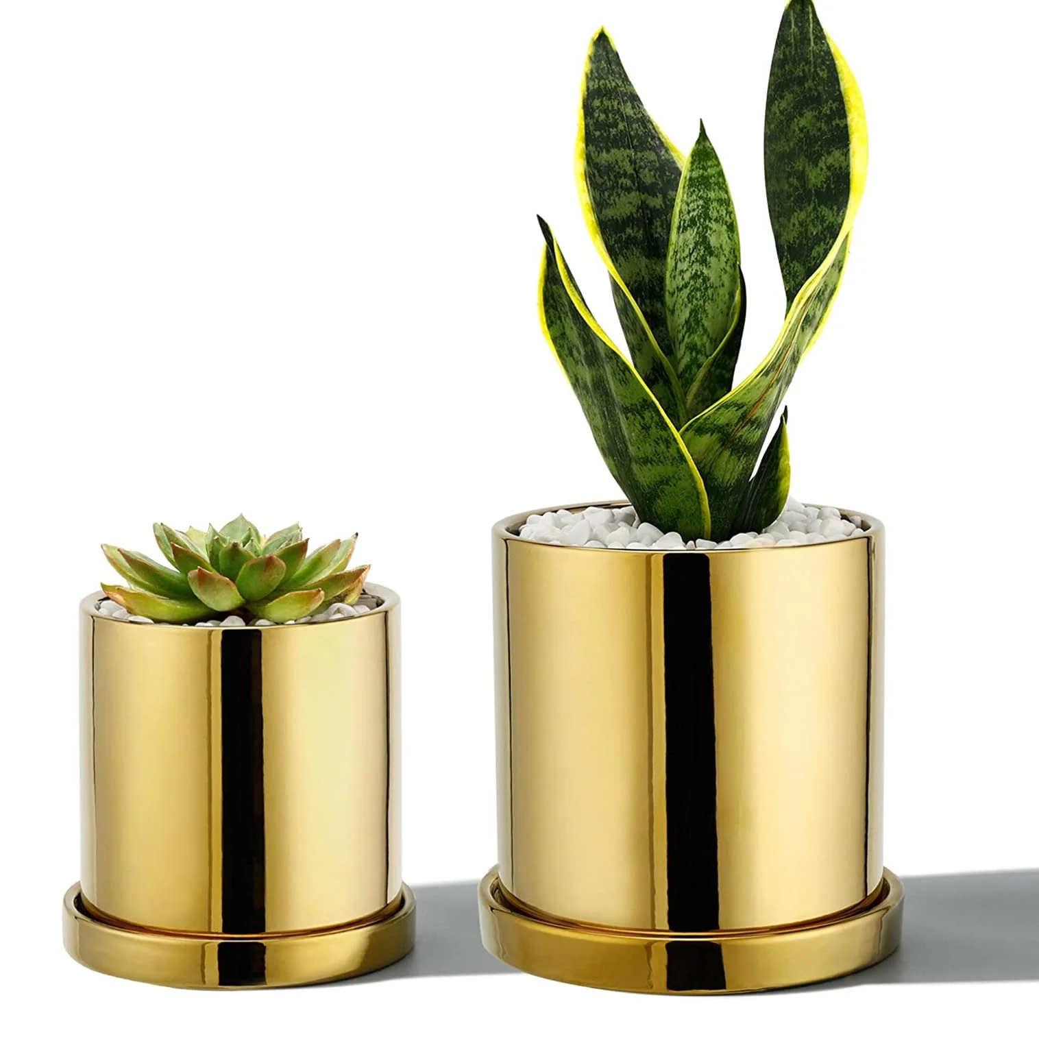 Pots for Plants - 3.8 inch + 5.1 inch Planter Cylinder Flower with Drain Hole Sacuer Set of 2