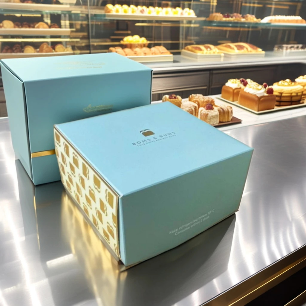 Премиум экологически чистая пищевая коробка для выпечки матовая отделка золотым штампом бесплатный образец упаковки тортов