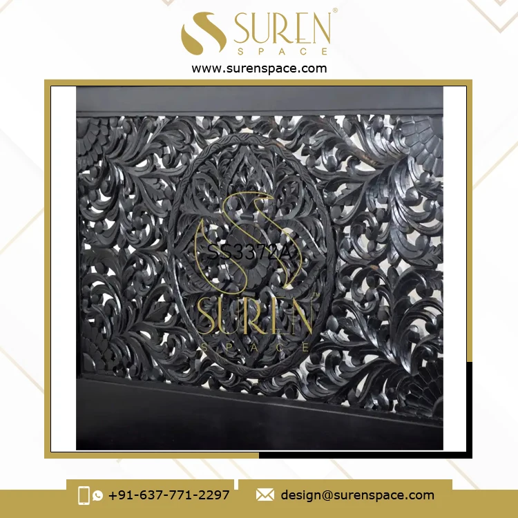 Solid Wood High Head Carving Bed Design Excellent Quality Handcrafted Bed for Hotels and Resort Available for Bulk Buyers