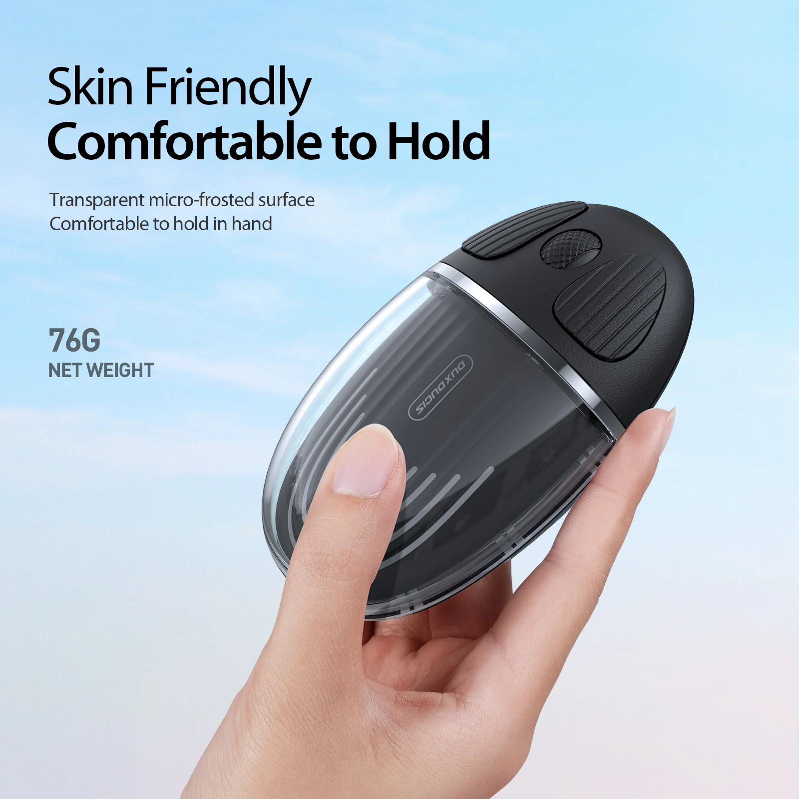 Bluetooth 2.4GHz Wireless Transparent Mouse with Colorful Backlight Silent Clicks Ergonomic Design Compact Palm Grip Mouse