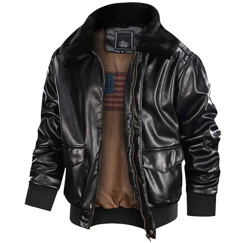 2023 Best Selling Products Leather Bomber Jacket for Men Winter Long Sleeves Leather Bomber Jacket Manufactured By Vitsum Sports