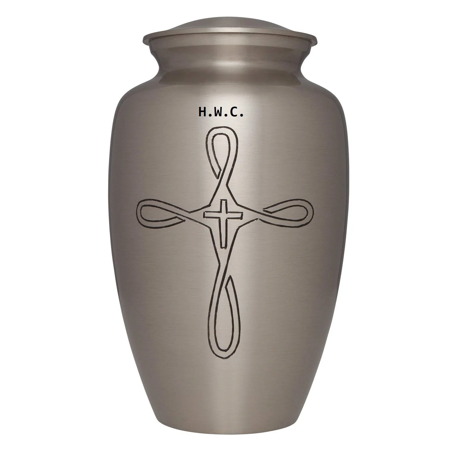 Metal Cremation Urn For Funeral Supplies Classic Jar Cross Engraved Religious Memorial Ashes Keepsake Adult Cremation Burial Urn