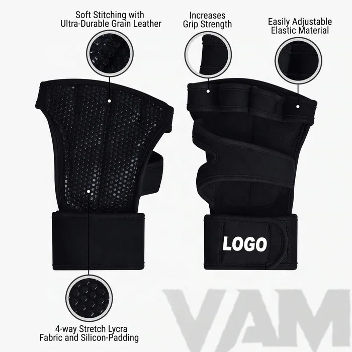 New Ventilated Weight Lifting Workout Gloves with Built-in Wrist Wrap for Men and Women Gym Fitness, Cross Training Hand Support