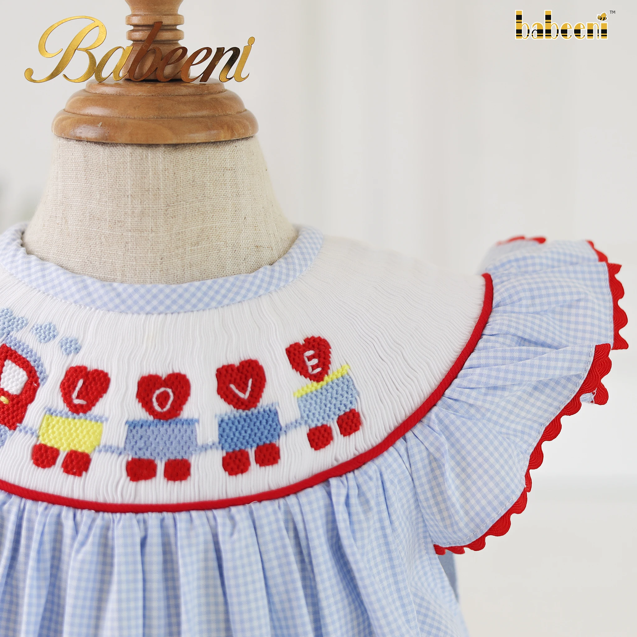 Train of Love hand smocked bishop dress OEM ODM customized hand made embroidery wholesale smocked dresses - BB2823