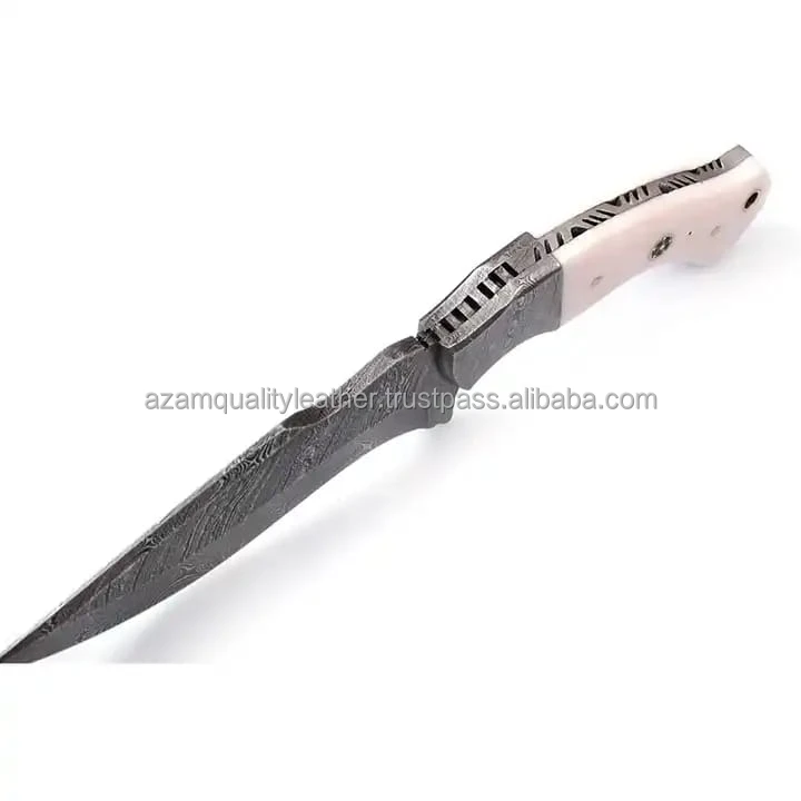 Custom handmade Damascus Hunting knife with leather sheath High quality best for sale hunting knifes