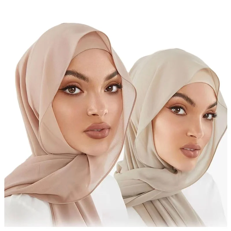 Custom Wholesale Women Chiffon Muslim Hijab Shawl Scarf Long Style Soft Chiffon Hijabs