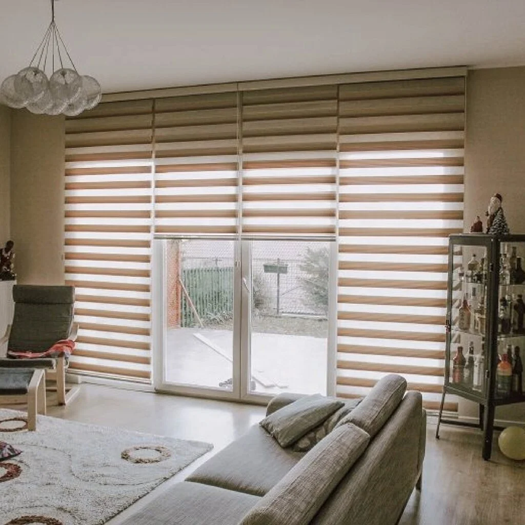 Cordless Motorized Zebra Blinds Smart Window Blackout Day And Night Cordless Roller Zebra Shades Blinds