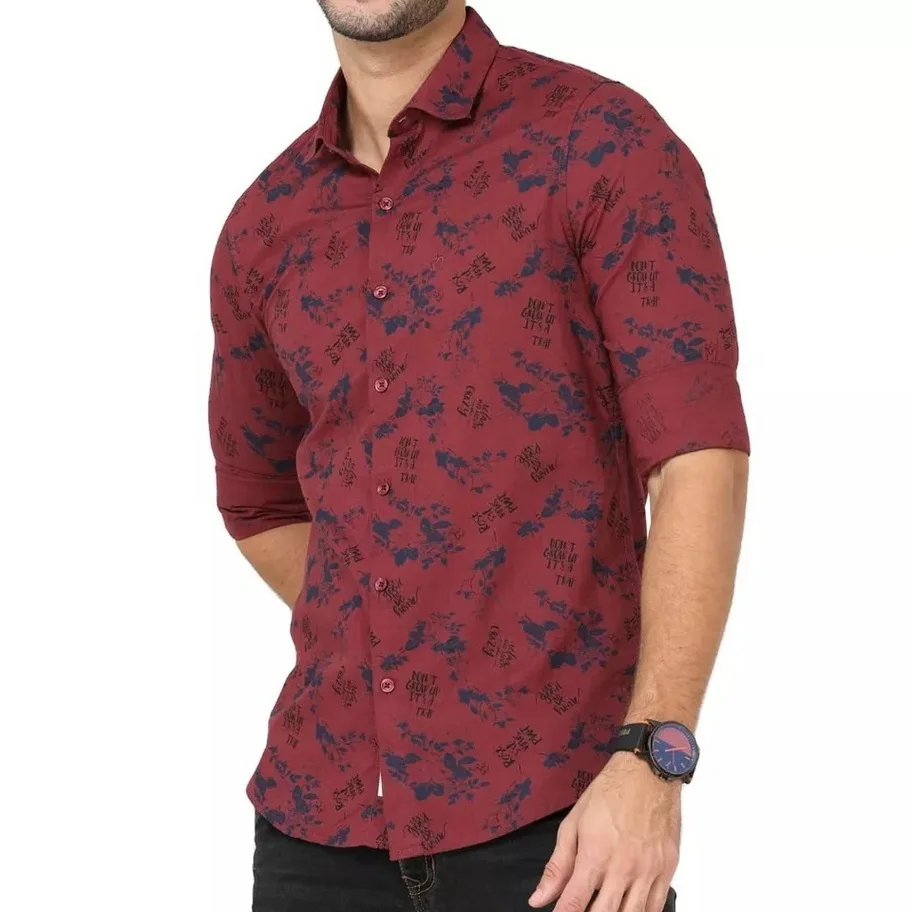 Customized Trending 2022 New Fancy Design Bulk Wholesale Plus Size 100% Cotton Peach Finish Printed Casual washed Shirts for Men