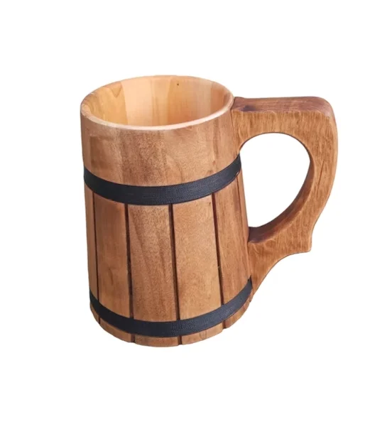 Classical Vintage Antique Wood Wine Mug Natural Wooden Beer Coffee with Handle Party Drinking Use at Affordable Cost