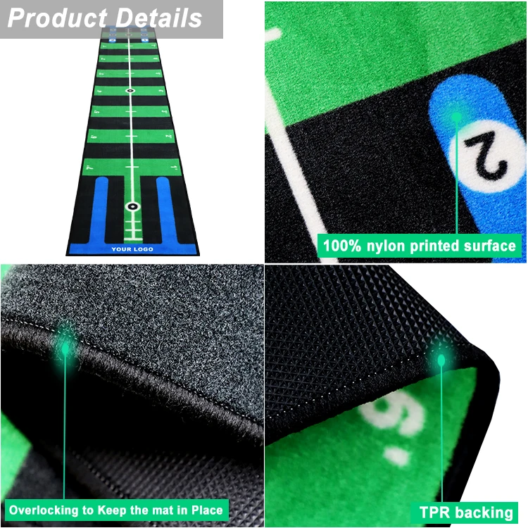 Custom Golf Putting Mat Printed Polyester Golf Hitting Mat Portable Mini Golf Mat