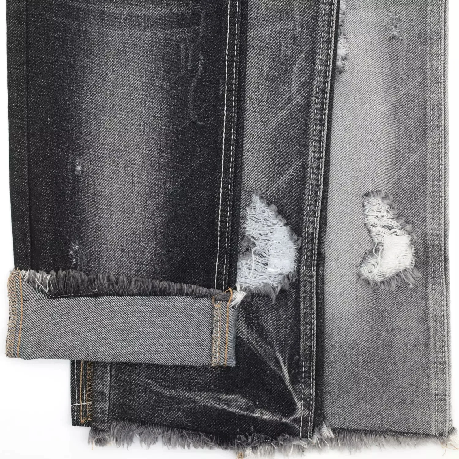 Denim Fabric Black mercerized 93%cotton 4.5%polyester 2.5%viscose jeans denim fabric 10.5oz