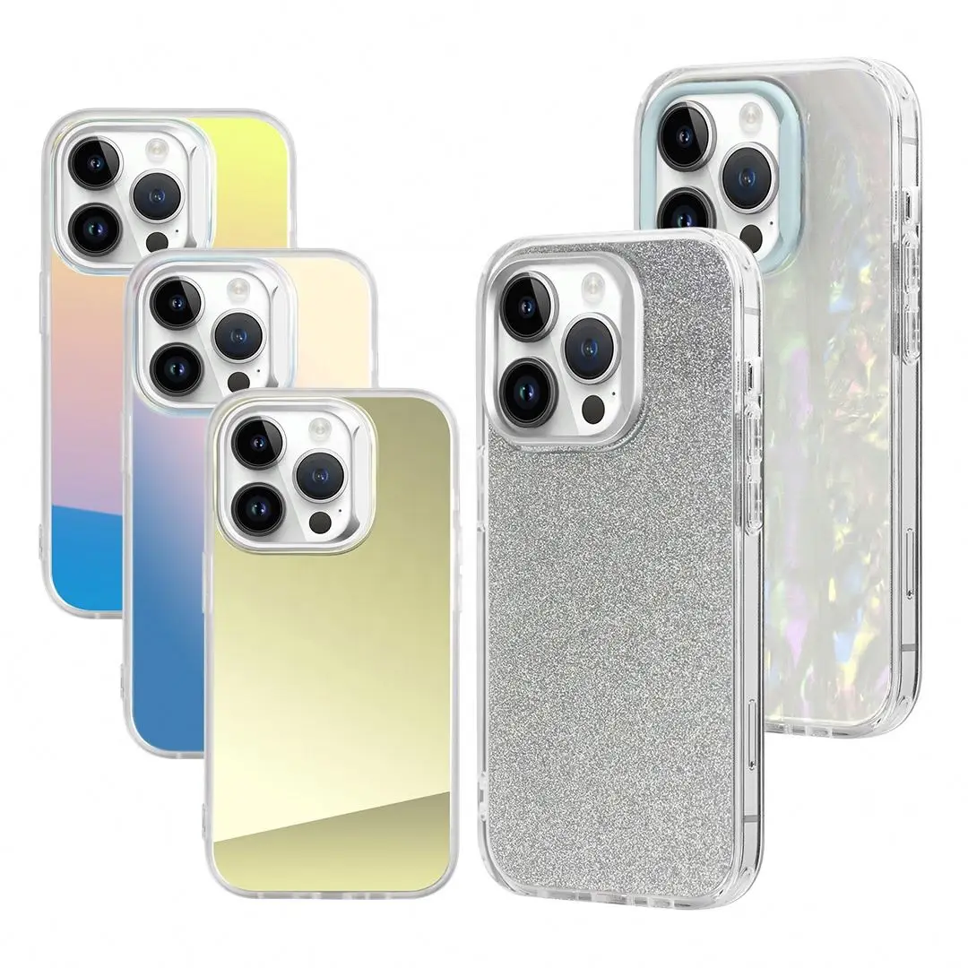 Detachable camera lens custom phonecase for iPhone 14 15 gold shiny laser cover case for iPhone 13 pro max shell IMD phone cases