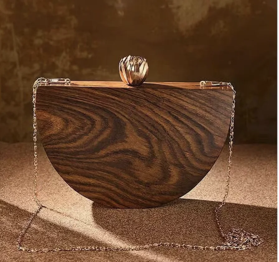 Wooden Women Clutch bag Indian Handmade Wooden Purse Customized Wooden Purse Ladies Purse by Antique Creation