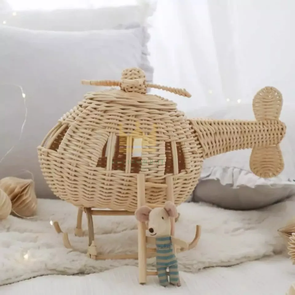 High quality handmade rattan helicopter toy for baby kids playing low MOQ eco-frienfly