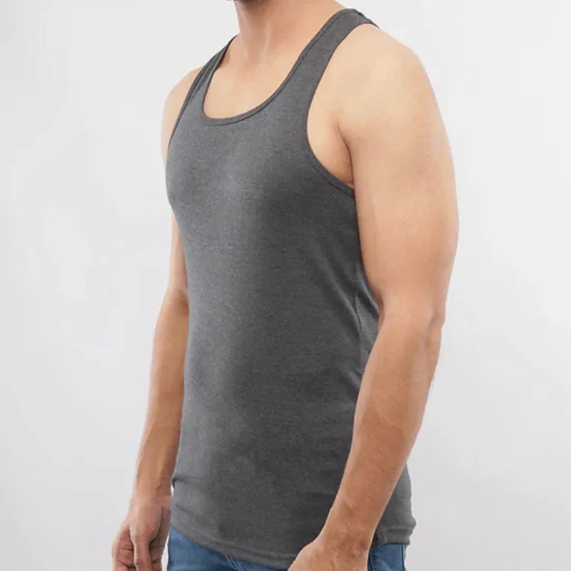 Latest design premium quality two tone color round neck collar sleeveless tank top for men with cheap price