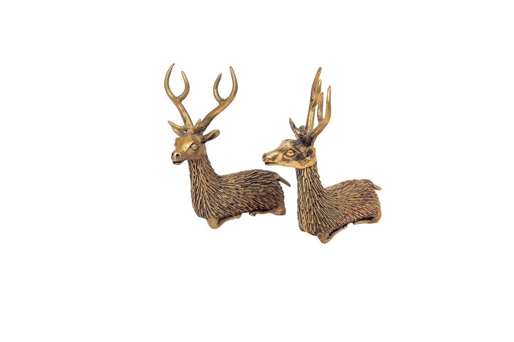Pure Brass Barasingha Hiran(Sweep Deer) For Table Decoration Decorative, Dhokra Art