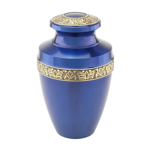 Antique Metal Urn for Adult Human Ashes Banded Brass Cremation Funeral Urn Top Leading Design for Memorial Storage