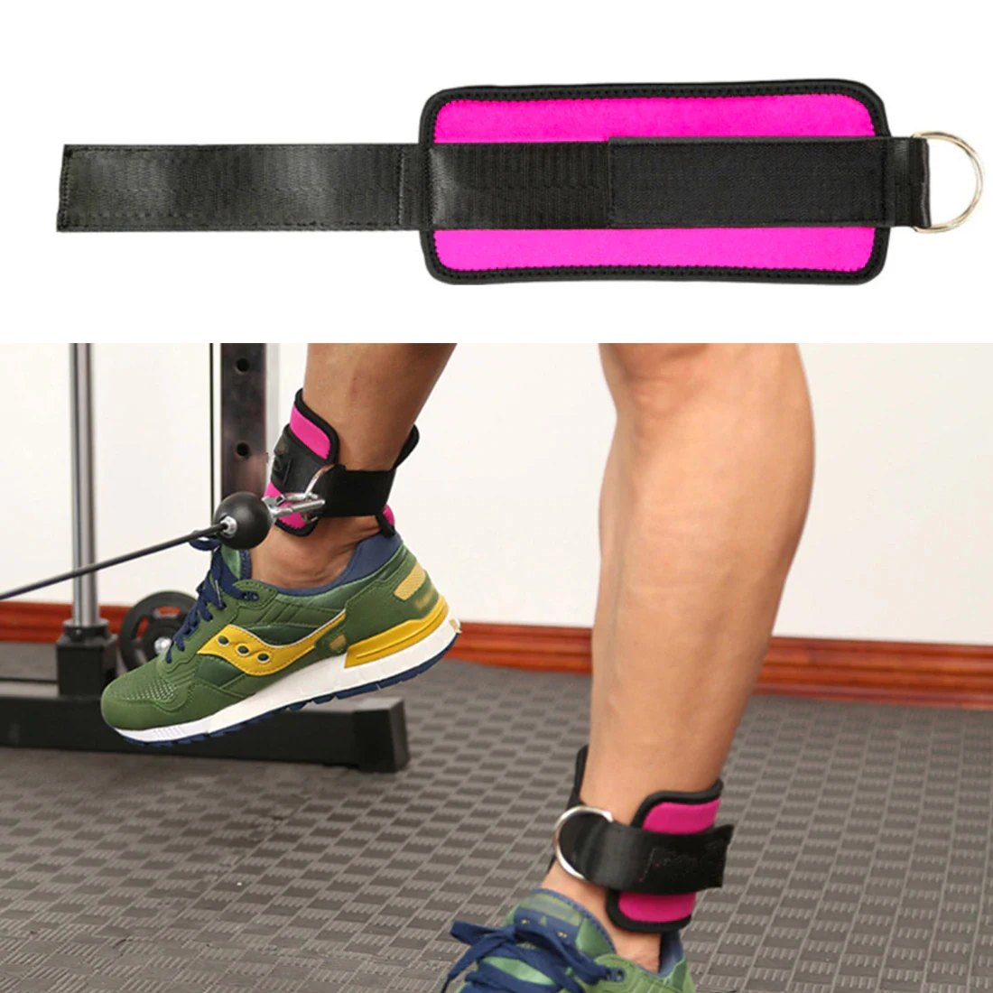 Ankle Straps (Pair) for Cable Machine Kickbacks Glute Workouts Lower-Body Exercises Adjustable Leg Straps with Neoprene Padding