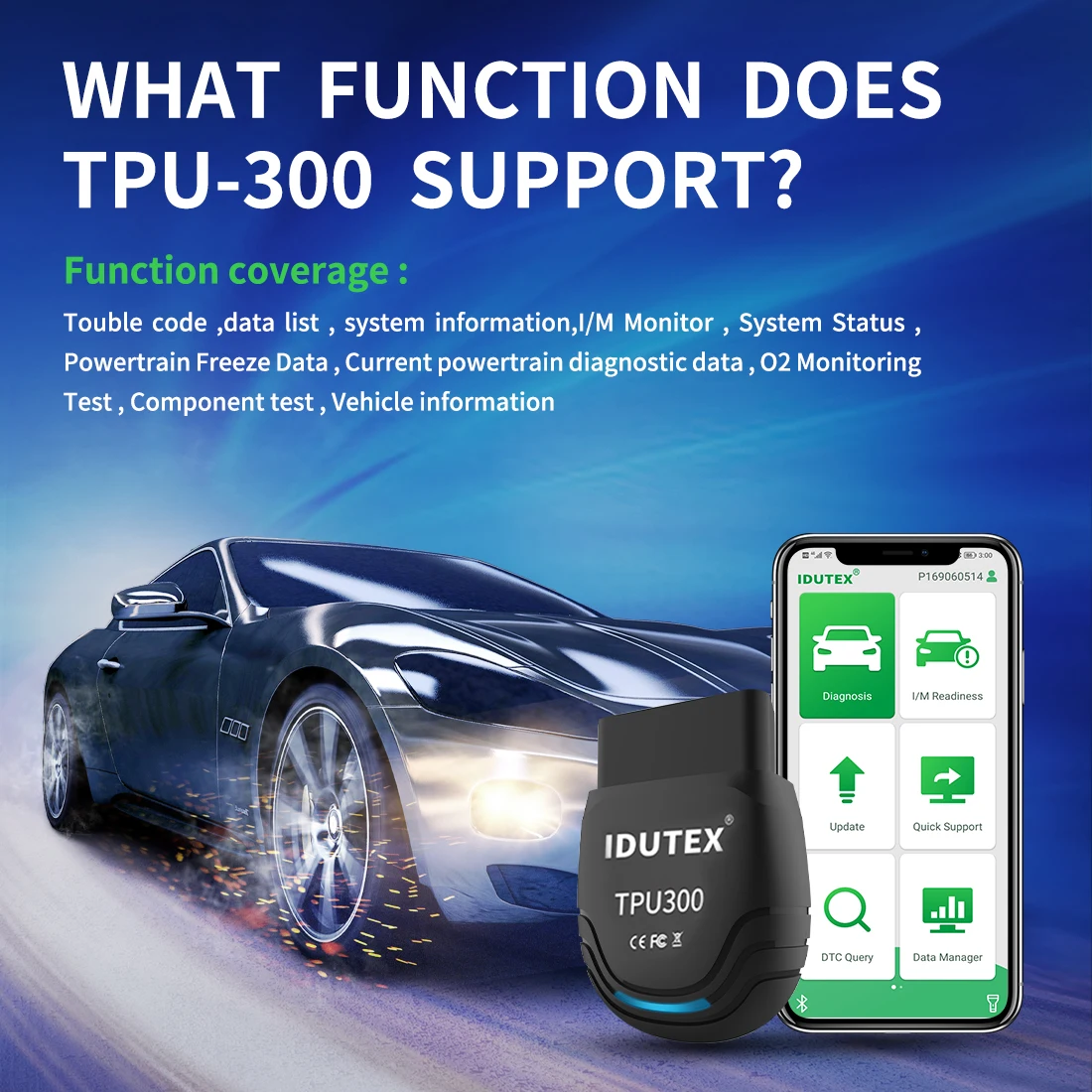 Idutex TPU-300 obd 2 bluetooth scanner all cars