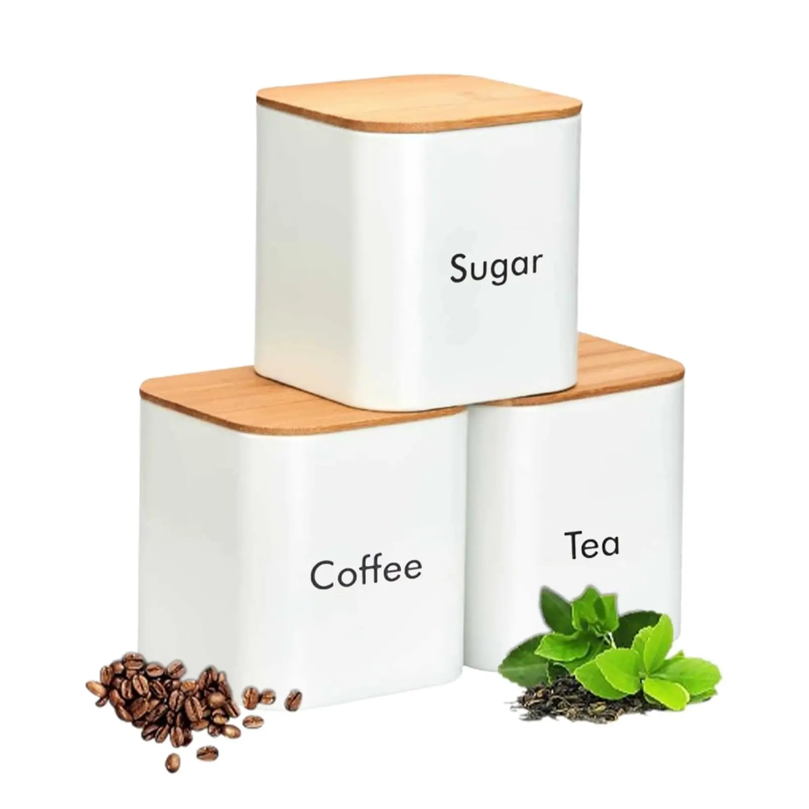 ASPIRE white food storage Container Kitchenware Modern Sotrage Jar Iron Jar Food Containers Classic Quadrate