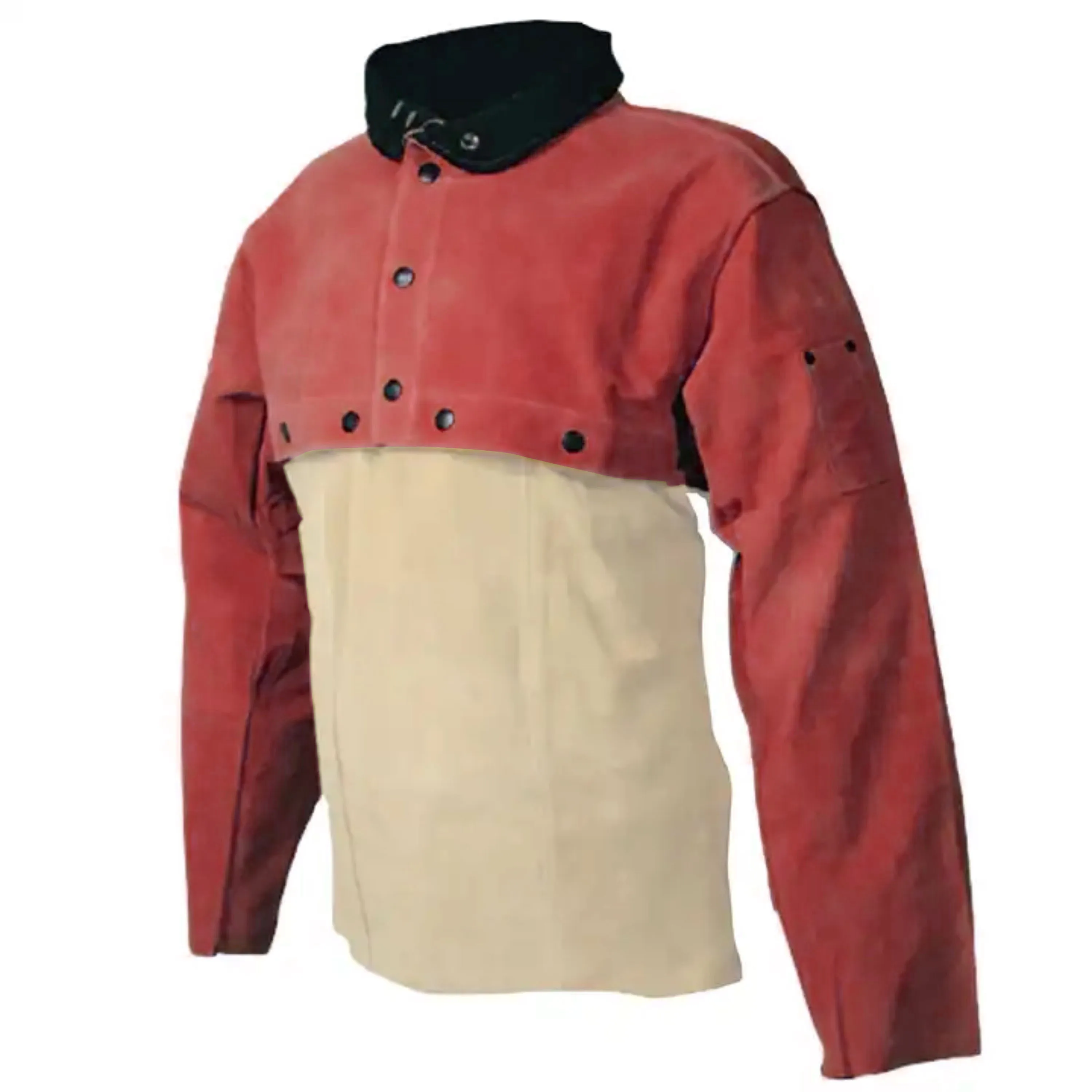 Top Grade Heavy Duty Cowhide Split Leather Welders Jacket Reflective Industrial Safety Clothing Firefighting Construction