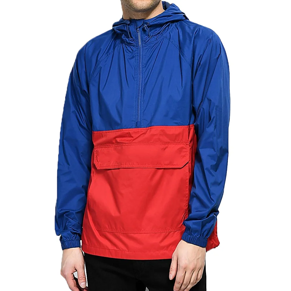 Unique Design High Quality Color Block Anorak Jackets Front Middle Pocket Polyester Windbreaker Jackets BY XAPATA SPORTS